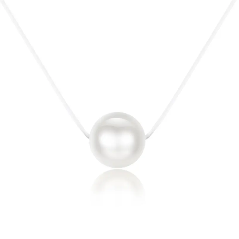 Простое женское Круглое прозрачное невидимое ожерелье из лески с жемчугом и