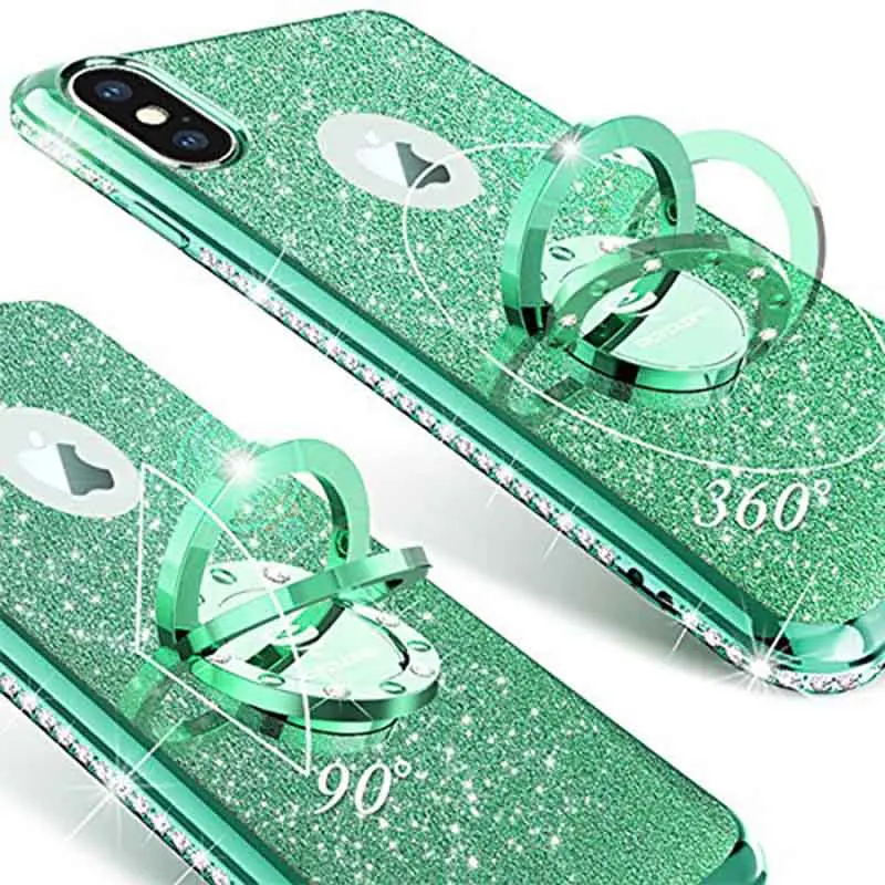 Ocyclone For IPhone X Case 360 degree Kickstand Bling Diamond Ring Rhinestone Thin Soft Glitter Cute Girls Sparkly Phone | Мобильные