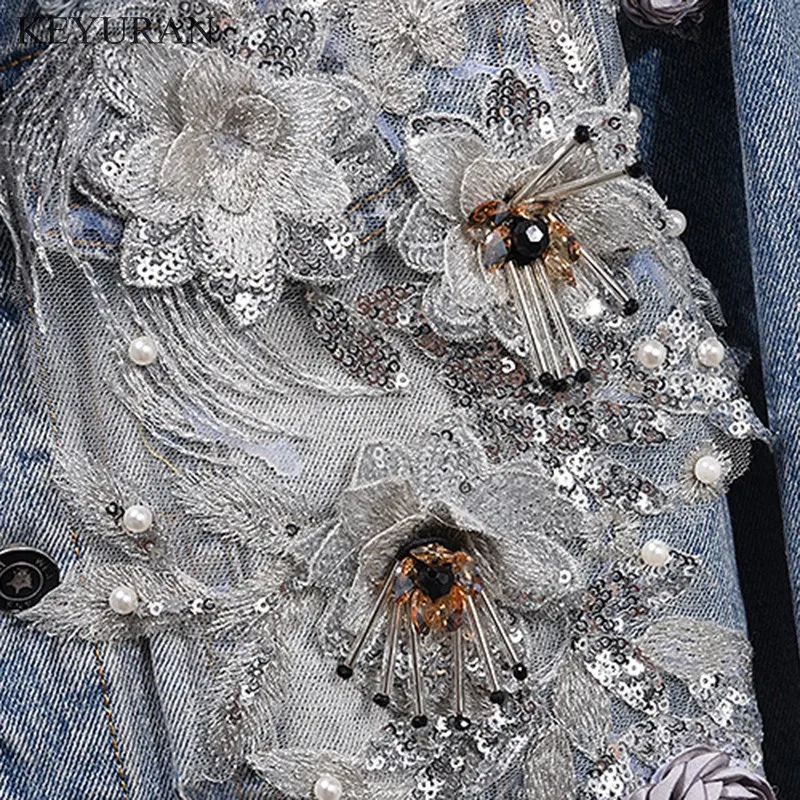 Джинсовый комплект из двух предметов куртка с длинными рукавами и вышитыми