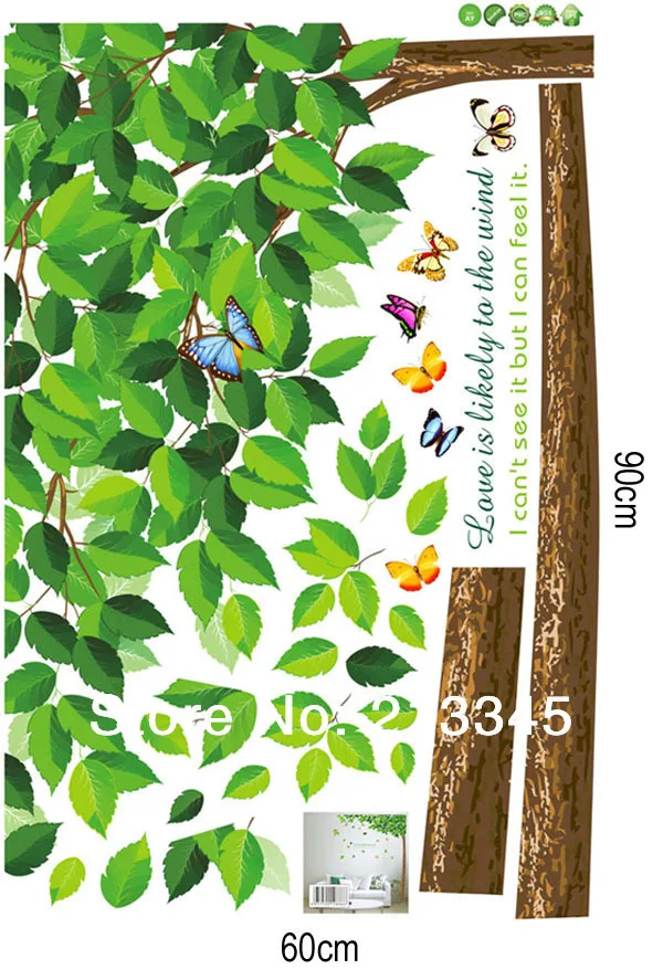 [Fundecor] 165X120cm большие зеленые растения Деревья настенные наклейки художественный