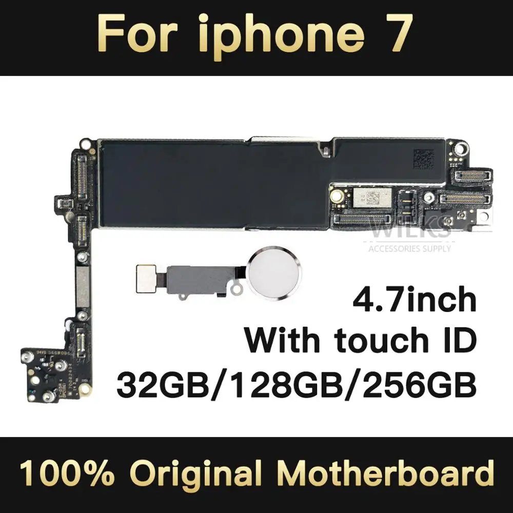 Оригинальная разблокированная материнская плата для iphone 7 с сенсорным ID, материнская плата для мобильного телефона iphone 7 с чипами, 32 ГБ/128 ГБ/256 ГБ