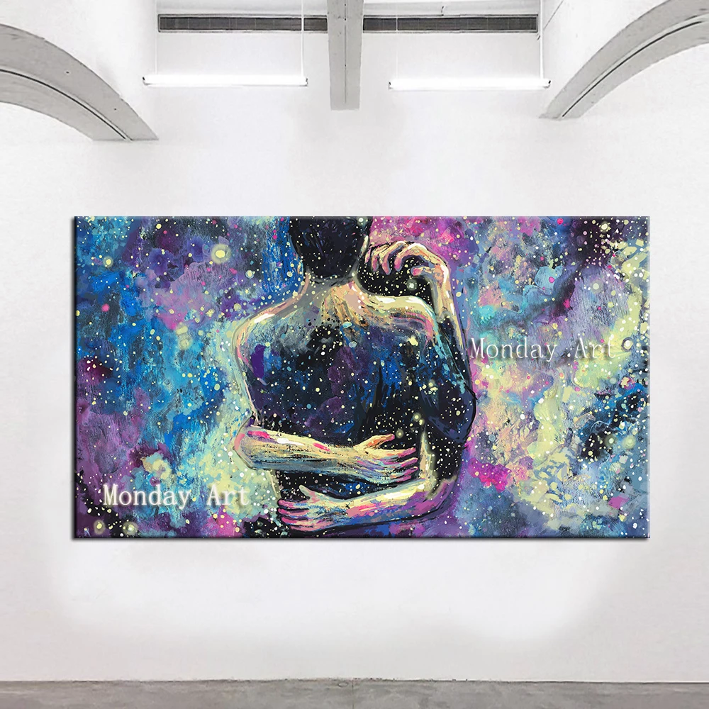 

New design Hand painted Canvas figure Painting portrait Oil Painting Wall Art Lover Pictures for Living room Home decoration