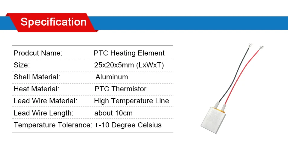 LJXH 2 шт низкая Напряжение 5V PTC Нагревательный элемент 25x20x5 мм постоянный Температура Керамика нагреватель 50/100/180 градусов