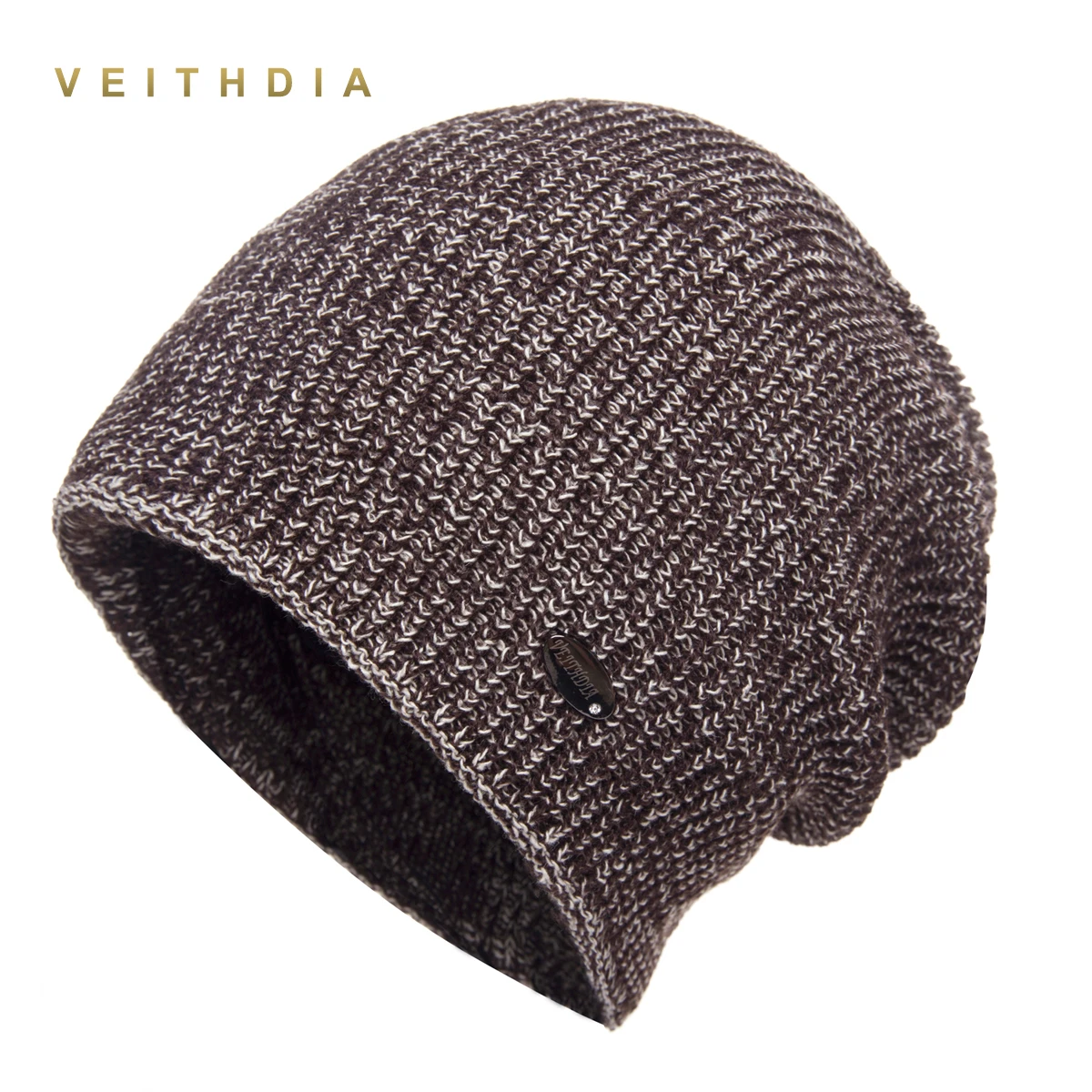VEITHDIA двухслойные шапки Skullies зимние для Мужчин Вязаные плюс бархатные Лоскутные