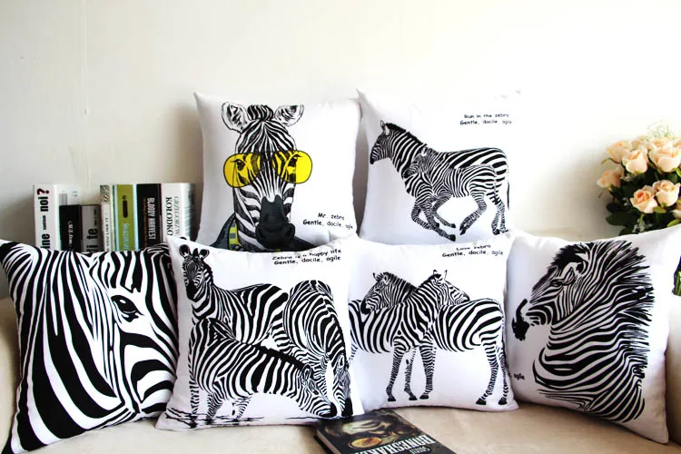 Free shipping black and white zebra Home Furnishing creative gift sofa cushioncar pillow cover soft fitted waist | Дом и сад