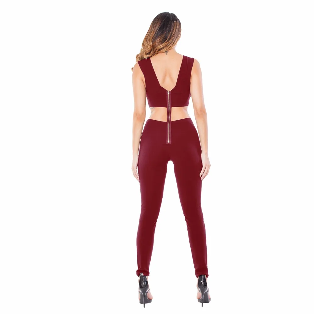 2017 Slim Fit Комбинезон Мода Твердые Тощий Нерегулярные Длинные Брюки Выдалбливают