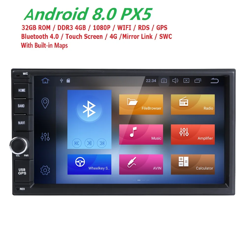 7 &quot2Din PX5 Android 8 0 Octa Core Автомобильный мультимедийный играть коснитесь Планшетные