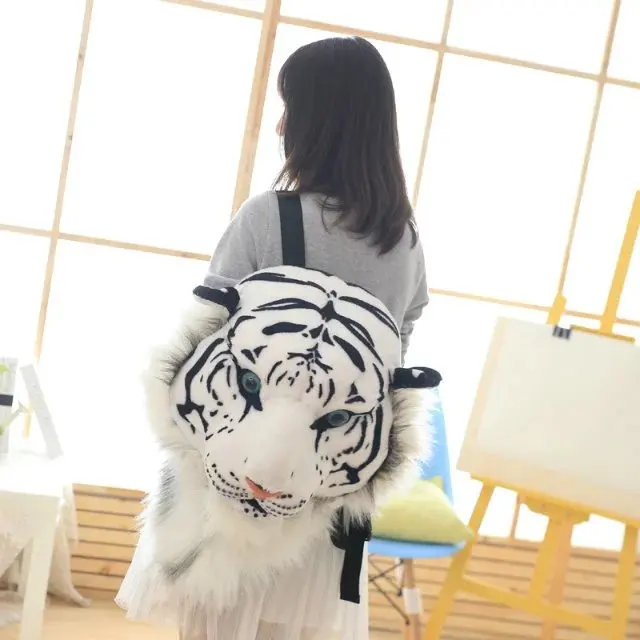 Рюкзак Tigerdome белого сибирского тигра с головой животного набитый плюшевой