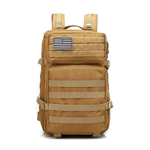 Khaki 45L военно-тактические рюкзак с камуфляжным принтом Открытый Армия Нападение Молл рюкзак Водонепроницаемый нейлон EDC мешок для кемпинга Пеший туризм походы - Цвет: Khaki