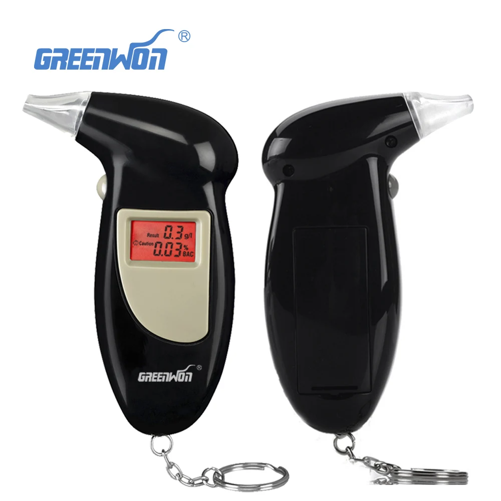 

new GREENWON Digital LCD Alcohol Breath Analyzer Breathalyzer Tester Keychain Audible Alert BLACK