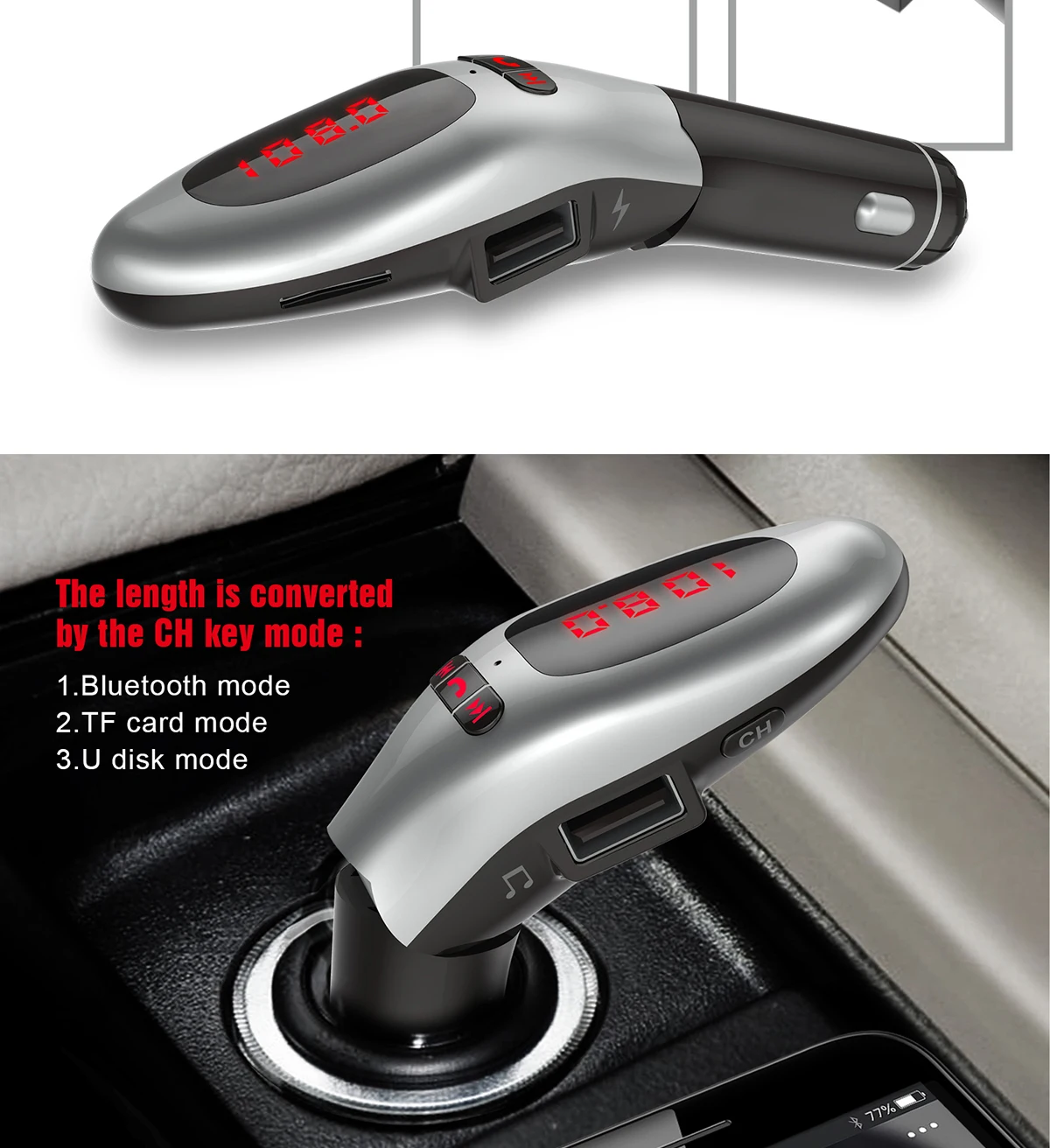 Bluetooth автомобильный комплект Handsfree FM передатчик модулятор стерео A2DP