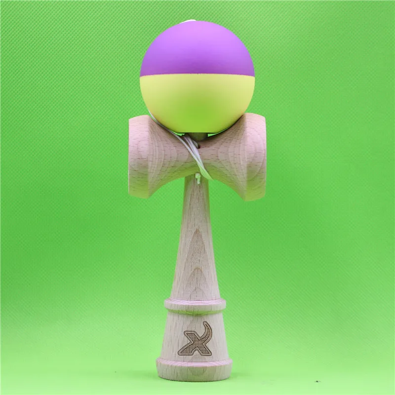 Резиновые полуспилок Kendama, 4 цвета на выбор, с прядильной бусинкой, большой традиционный Кен, изготовлен из бука, 18 см резиновая кендама