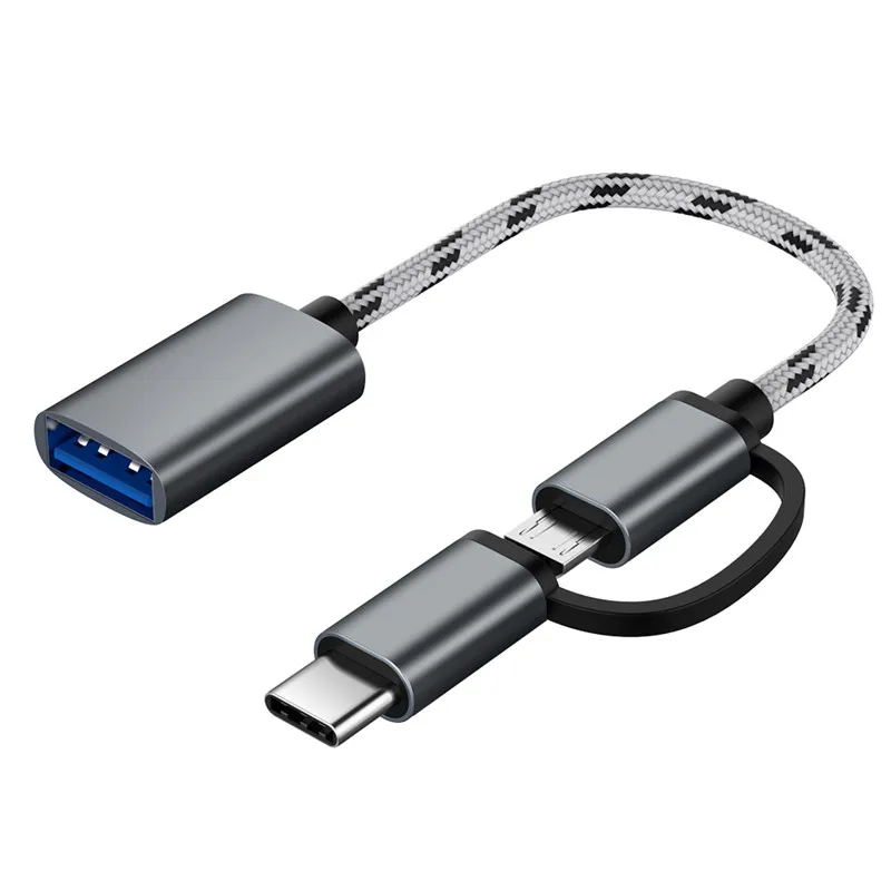 2 в 1 USB 3 0 OTG кабель нейлоновая оплетка Micro Type C адаптер для синхронизации данных и