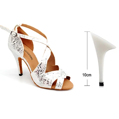 White 10cm SHOYDANC zapatos de baile latino mujer Женская танцевальная обувь Латинская Сальса Бальные Танцевальные Туфли белый/черный фланелевый танцевальные сандалии - Цвет: White 10cm