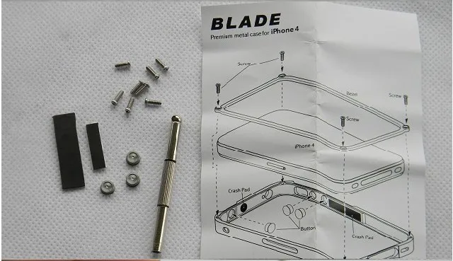 TX Blade чехол для iPhone4 capa fundas алюминиевый бампер рамка для iPhone 4 4G 4S металлический бампер+ отвертка+ 2 пленки+ 1 коробка