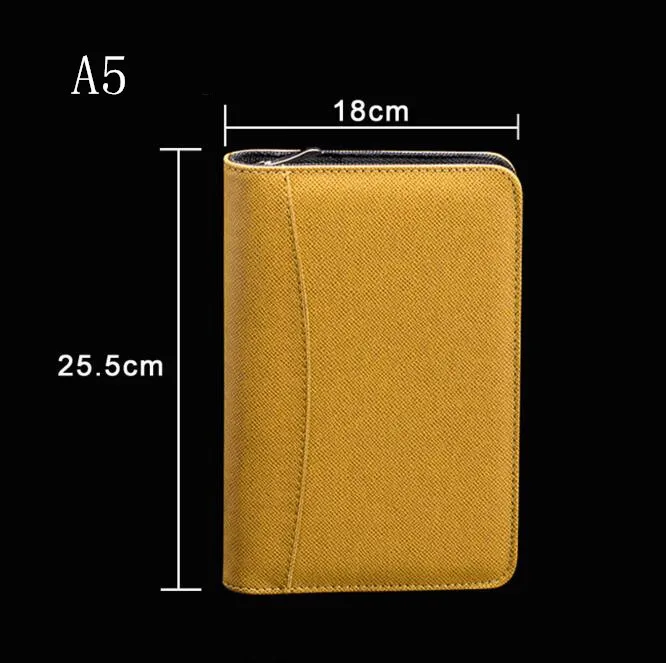 Yellow A5 1 шт., блокнот из искусственной кожи A5, A6, B5, бизнес-блокнот с отрывными листами и журналами, Padfolio с калькулятором, дневник, планировщик, заметки, канцелярские принадлежности - Цвет: Yellow A5