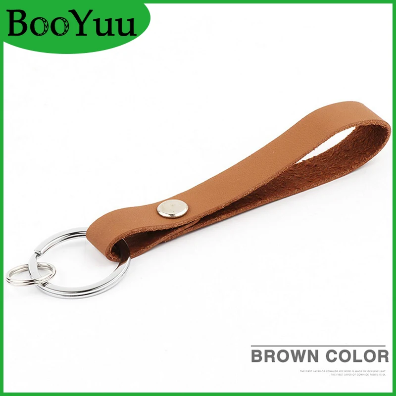 BooYuu Classic black Top Layer Leather+ Alloy Fashion keychains Cars Key Ring keychain holdefor keys Accessories Freeshipping | Автомобили
