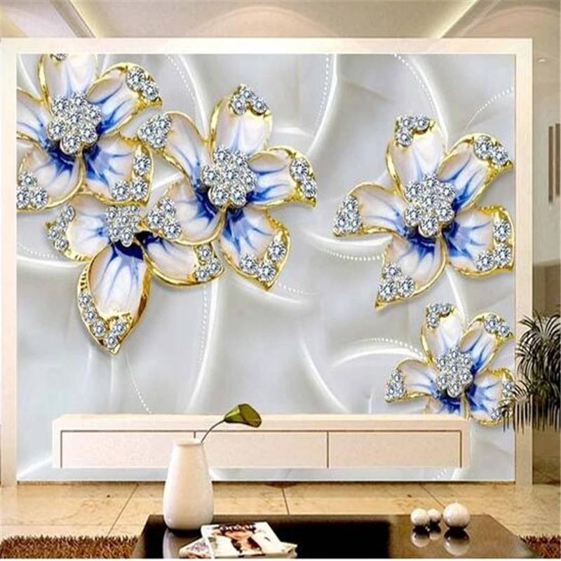 3d фотообои на заказ обои ювелирные изделия Алмазные цветы Европейский фон