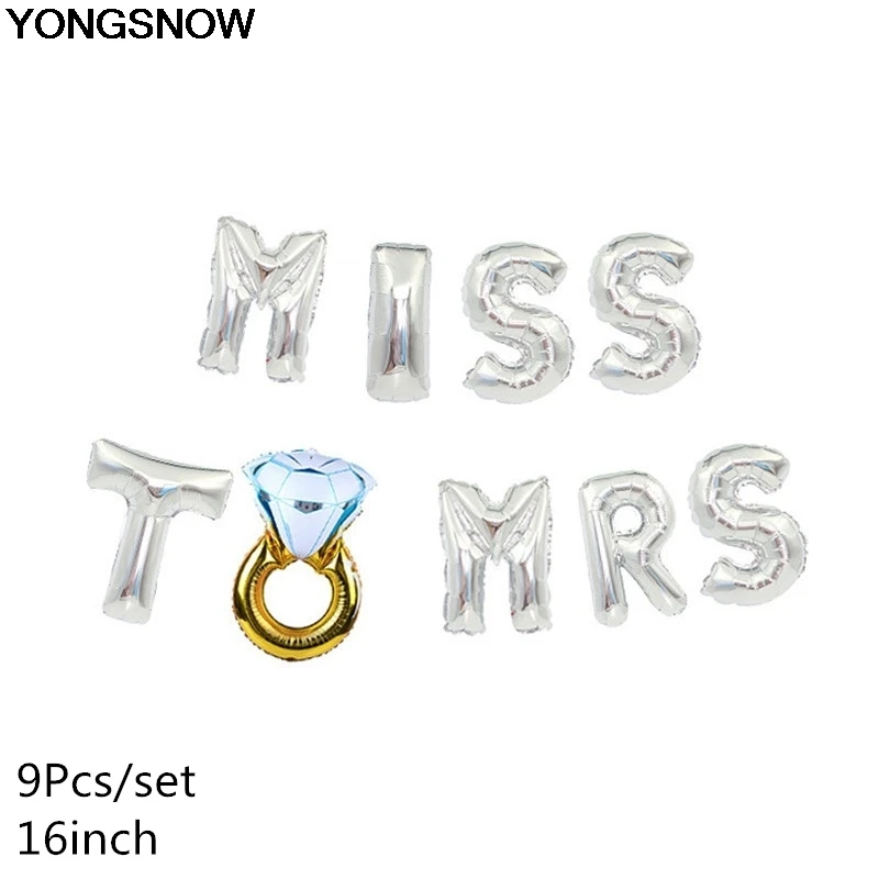 R06 SILVER MISS Невеста Miss To Mrs Love Сердце автомобиля бутылки вина форма фольга надувной гелиевый воздушный шар Свадебная вечеринка День Святого Валентина Декор - Цвет: R06 SILVER MISS