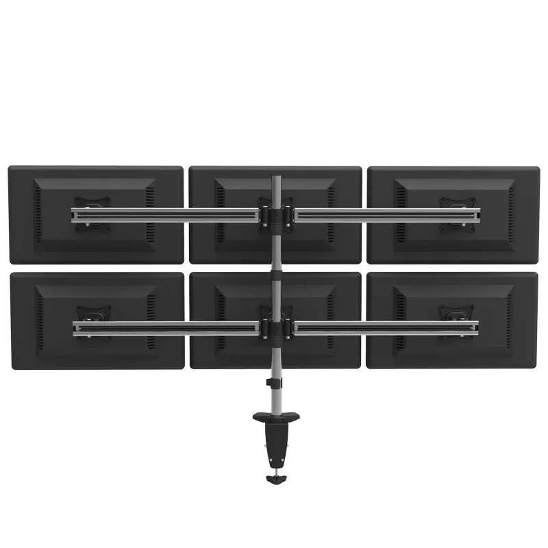 Aluminum Alloy Full Motion Rotating 6Screen 15&quot-27&quot LCD LED Monitor Holder Desktop Clamping Mount Flexible Display Bracket Stand |