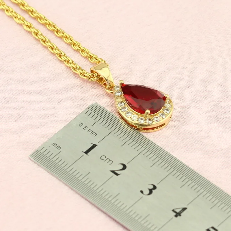 WPAITKYS набор украшений для женщин золотого цвета с красным кубическим цирконием