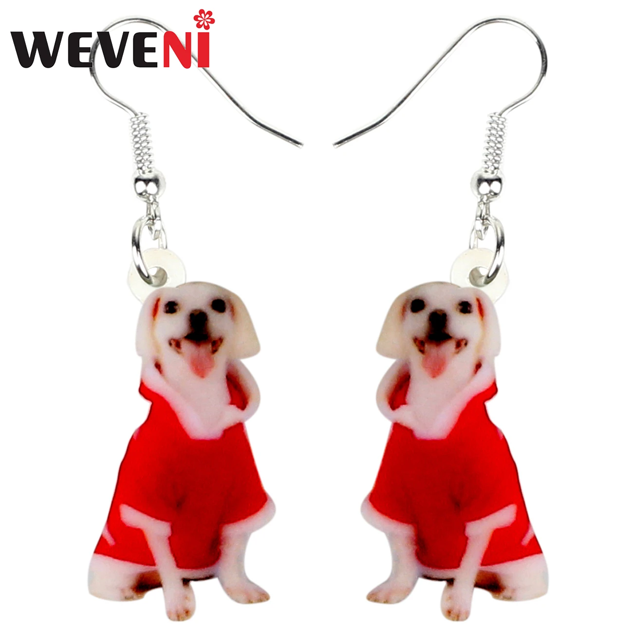 WEVENI Acrylic Christmas Smile Puppy Dog Earrings Drop Dangle Cute Animal Jewelry For Women Girls Pet Lover Navidad Ornaments | Украшения и