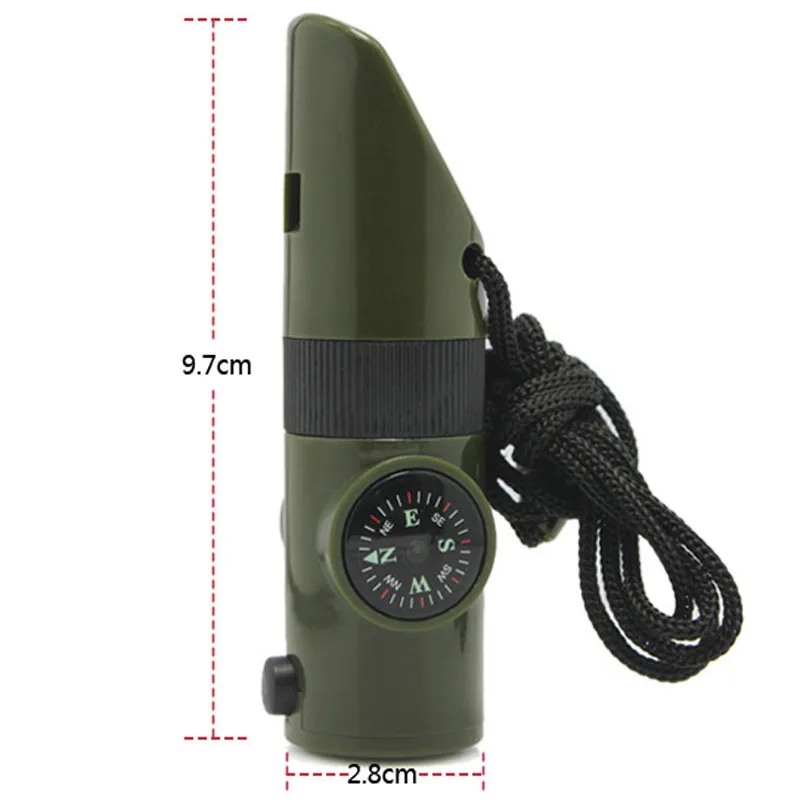 7 в 1 аварийный свисток для выживания светодиодный светильник Лупа с компасом