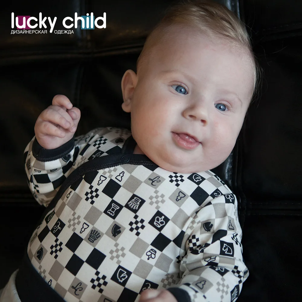 Боди Lucky Child без начёса для мальчиков и девочек арт. 29-19 (Шахматы) [сделано в России