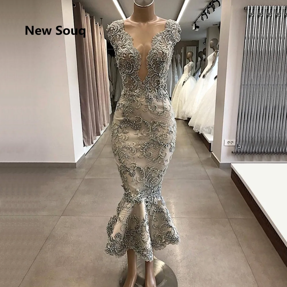 Платье для выпускного вечера длиной до колена с русалочкой 2019 элегантное