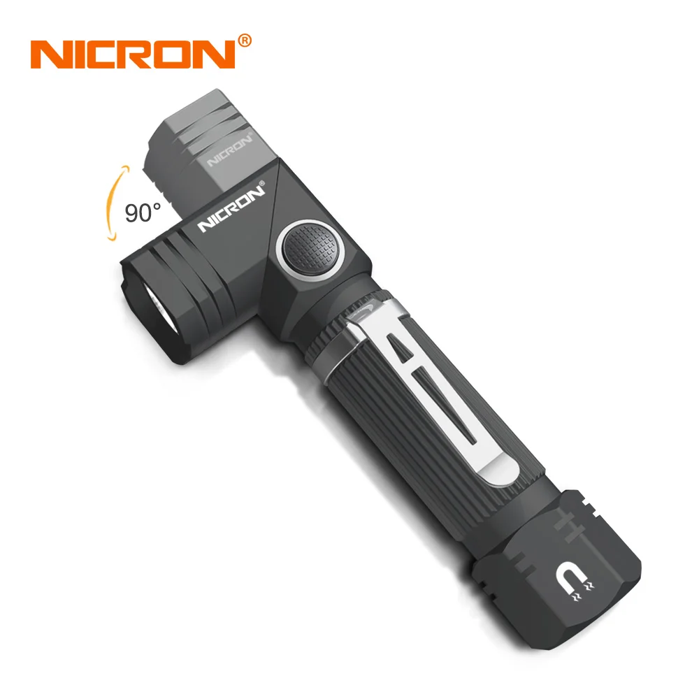 NICRON двойной топливный углу светодио дный фонарик Handfree Водонепроницаемый