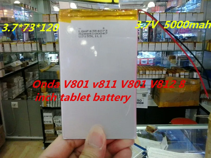 1 шт. Бесплатная доставка V801 v811 V801 V812 8-дюймовый планшетный ПК емкость батареи полимерный литиевый аккумулятор 3,7*73*120