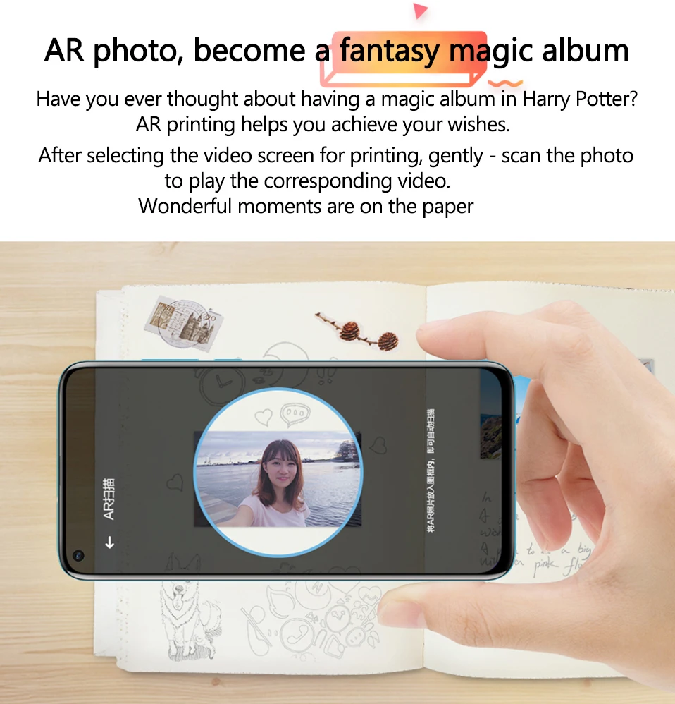 huawei Honor фотопринтер AR Zink портативный принтер Карманный Bluetooth принтер поддержка DIY поделиться 500 мАч Карманный принтер