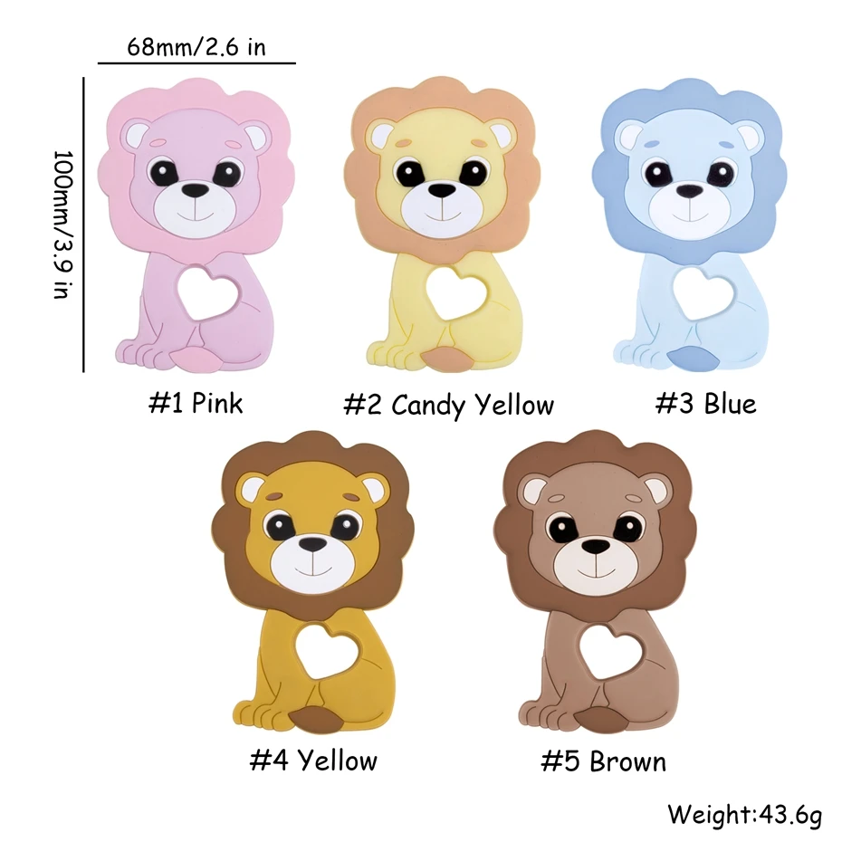 Bopoobo 1pc Silicone Teething Beads Baby Teether Food Grade Lion  Bead DIY Chewable Toys Nursing Teething Pendant Baby Products