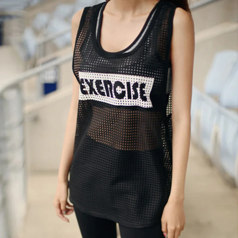 Женские сетчатые дышащие майки для бега футболка без рукавов тренировочная
