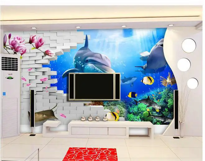 New large wallpaper Custom Underwater World 3D stereo mural wall paper papel de parede stickers Free shipping8712 | Обустройство дома