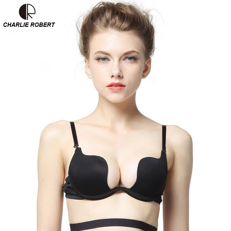 Женское модное бесшовное нижнее белье с глубоким V образным вырезом размера A ~ D