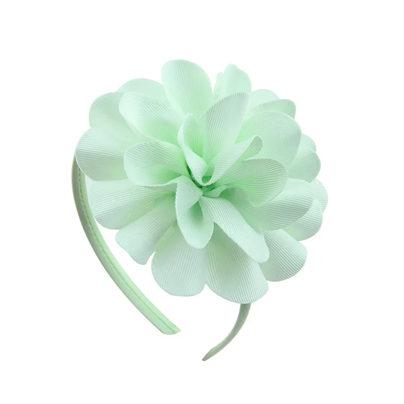 Light Green 4,5 дюймов Твердая большая повязка для головы с цветком для женщин девочек обруч для волос с бантиком корсажная лента аксессуары для волос ручной работы головной убор - Цвет: Light Green