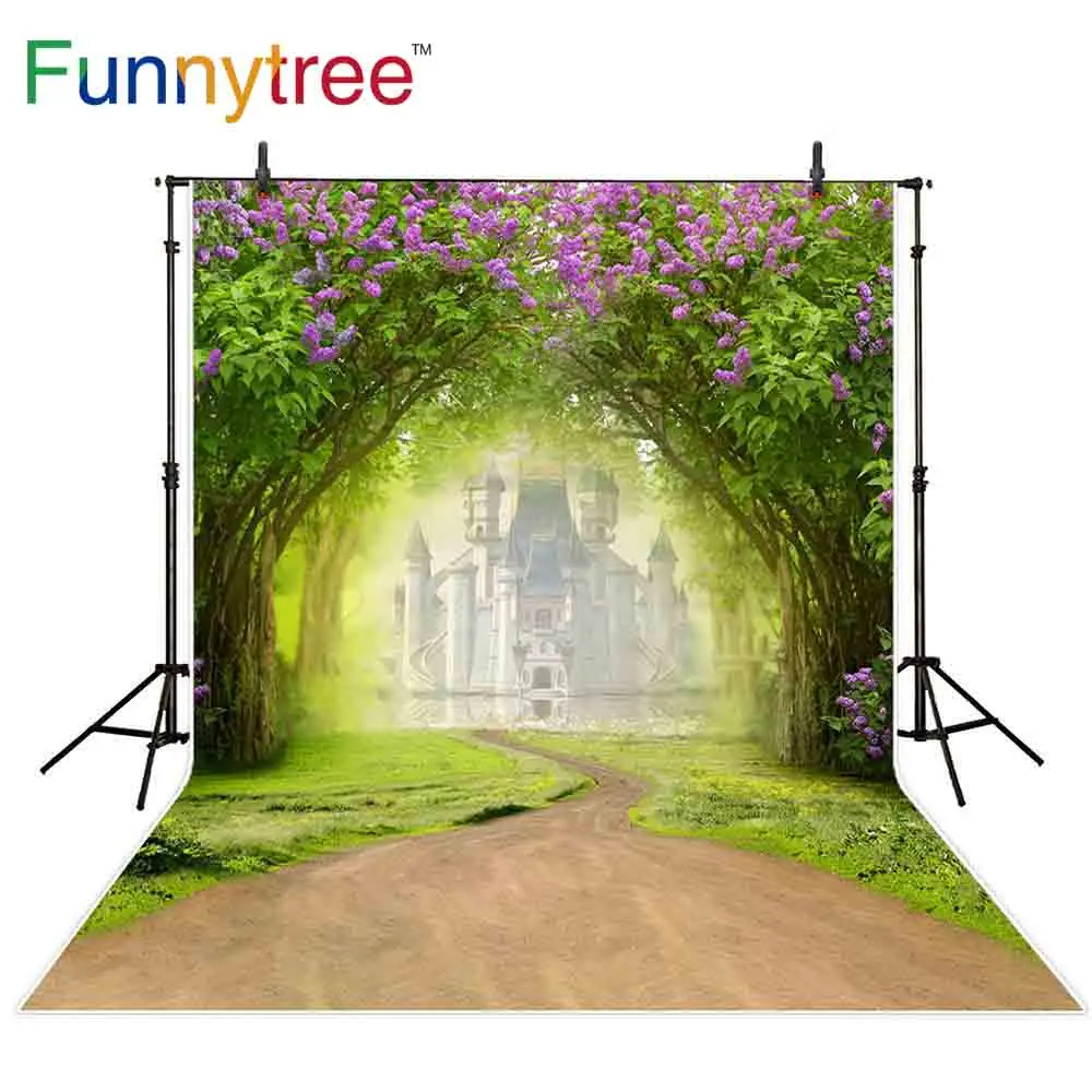 Funnytree photophone photocall castle thicket flowers Curved road outdoor building spring backdrops photo studio backgrounds | Электроника