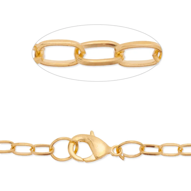 Позолоченная О образная цепочка 4x6 5 мм с застежкой лобстером латунная готовая