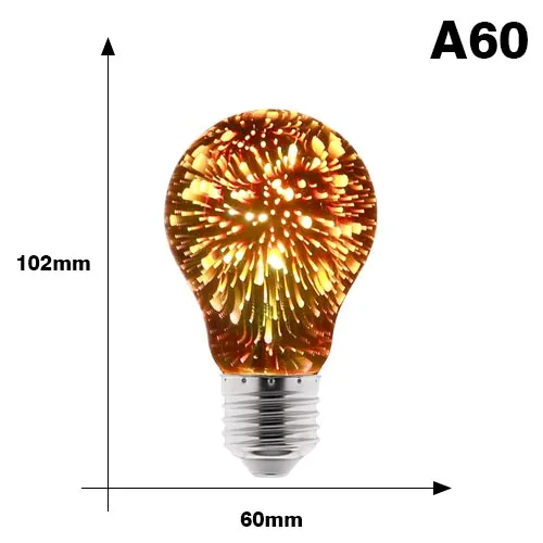 E27 светодиодный лампы 3D звезда 220V Красочные фейерверки Bombillas светодиодный лампы Эдисона Праздник Рождество украшения лампада светодиодный потолочный светильник Lamparas - Испускаемый цвет: A60