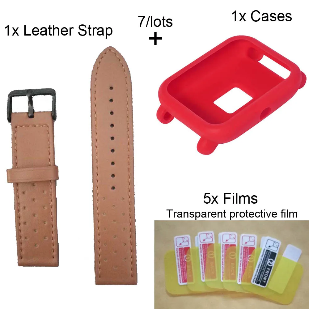 Brown-Red Case Для Xiaomi Huami Amazfit Bip Bit Lite ремешок для часов на запястье мягкий силиконовый защитный чехол Pulsera Correa Защитная пленка для экрана - Цвет: Brown-Red Case