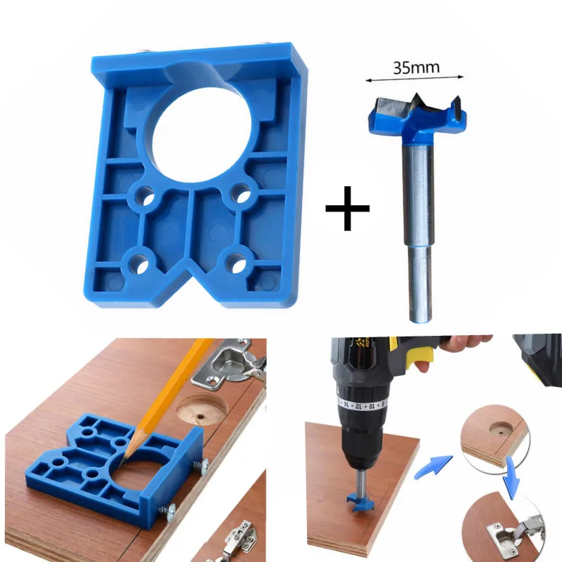 35mm Door Cabinets Hole Locator Template Accurate Woodworking Hinge Drilling Guide w/ Hinge drill DIY Tool