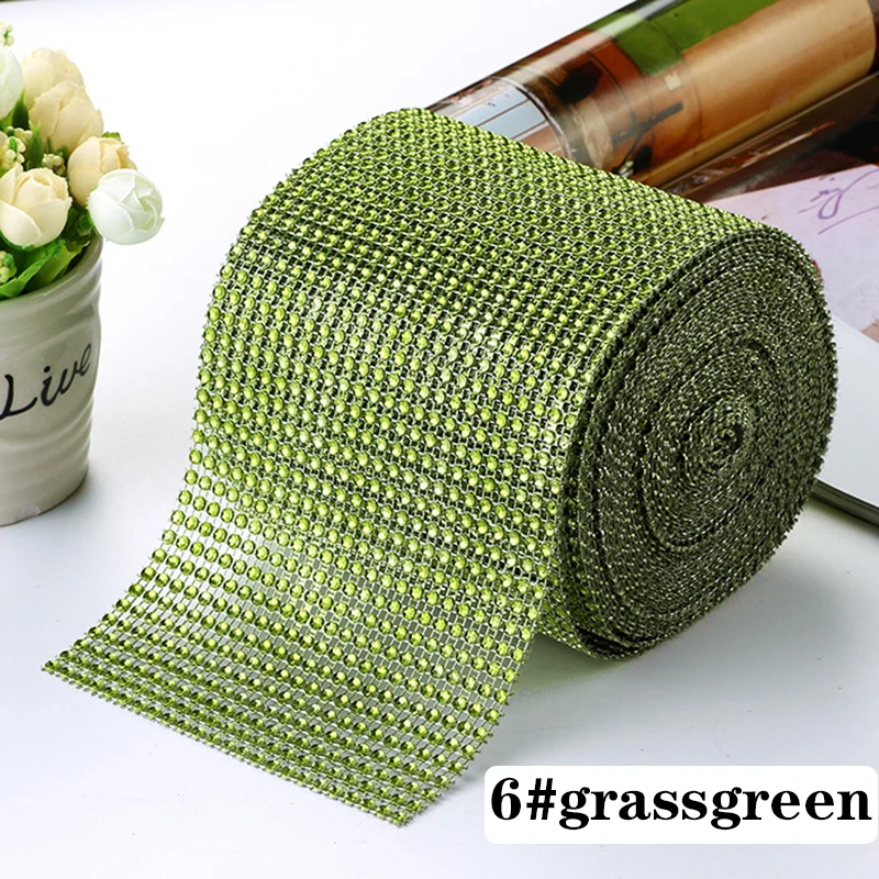 grass green 10 ярдов/рулонов, Блестящий тюль, ткань в рулонах, сетчатая отделка, блестящий бриллиантовый кристалл, тюль для вечерние, свадебные, сценические, домашнее платье, украшение своими руками - Цвет: grass green