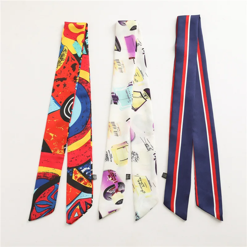 2019 Новый женский обтягивающий длинный шарф с принтом шейный платок сумка лентой