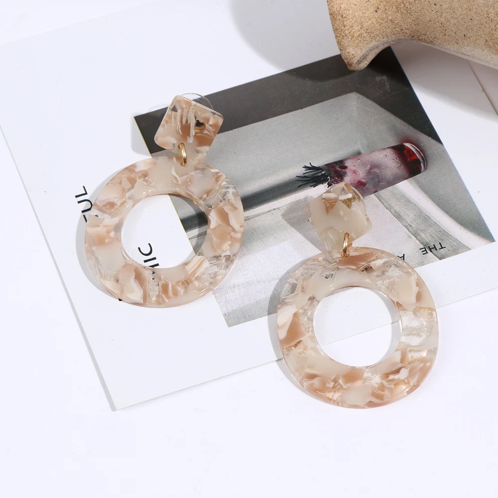 Женские овальные серьги подвески ZA большие круглые из акриловой смолы ацетатные