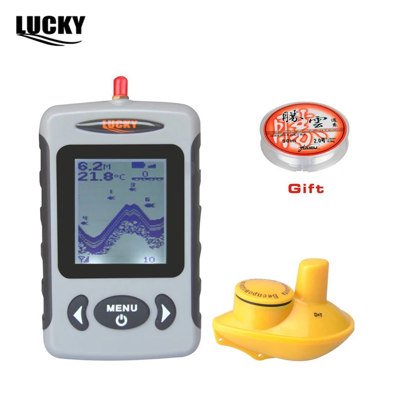 Русское меню. Портативный беспроводной эхолокатор с датчиком-эхолотом для