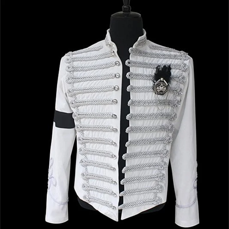 Классическая английская военная куртка Майкла Джексона ручной работы белая