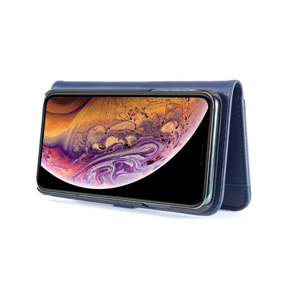 Роскошный кожаный чехол кошелек для iPhone XS MAX Folio съемный магнитный телефона из