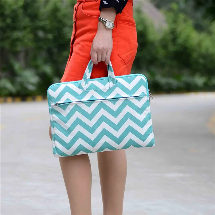 light Green wave Canvas Laptop Sleeve Case for macbook air 13 pro retina 13 pro 13 laptop handBag for 13.3inch Tablet computer
