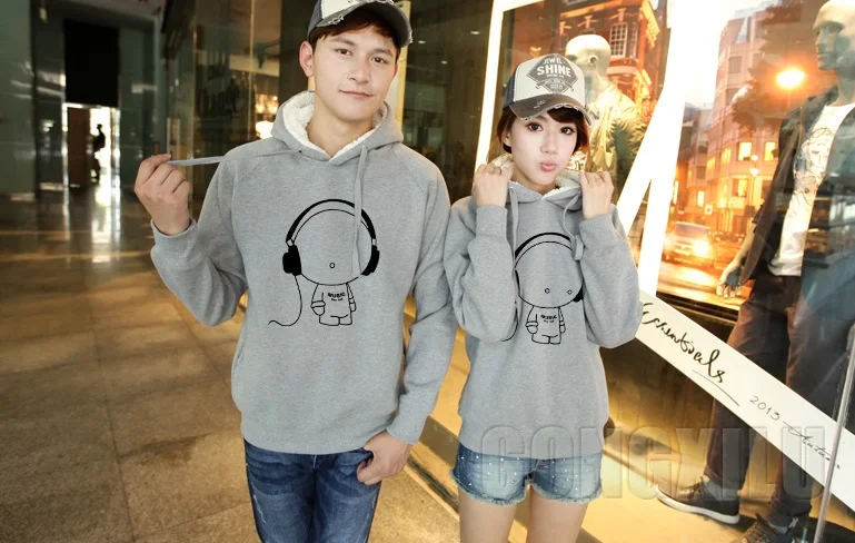 2017 Winter Thick Warm Sweatshirt Women Men Lovers Cartoon Music Cotton Fleece Hoodies Couples Hoodie Coat Pullover 6 Colors | Женская